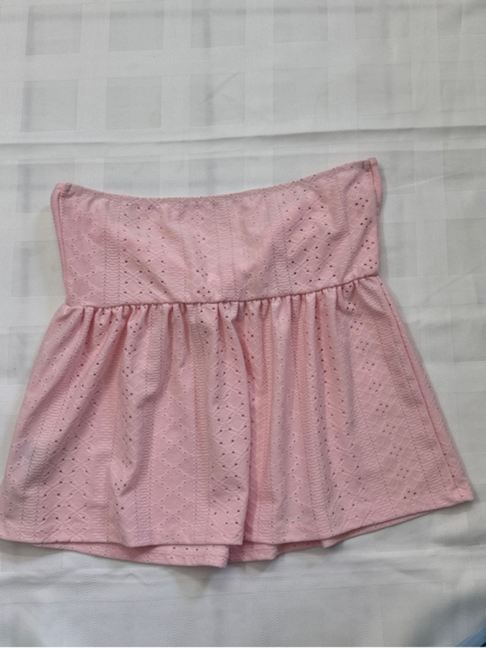 SHEIN Pink & Purple Eyelet, Blue Tie-Front Strapless Tops & White V-Neck Cami - Picture 5 of 15